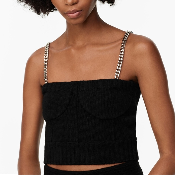 Zara Limited Edition A/W Collection Wool Alpaca Blend Bustier Tank w Chains S - Picture 2 of 9